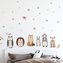 1 pieza Adhesivo de pared con estampado de girasol y animales del bosque, nuevo decoración de fondo para sala de estar/dormitorio/estudio, papel tapiz autoadhesivo decorativo para decoración del hogar, decoración de pared, baño, dormitorio, sala de estar, decoración de la casa