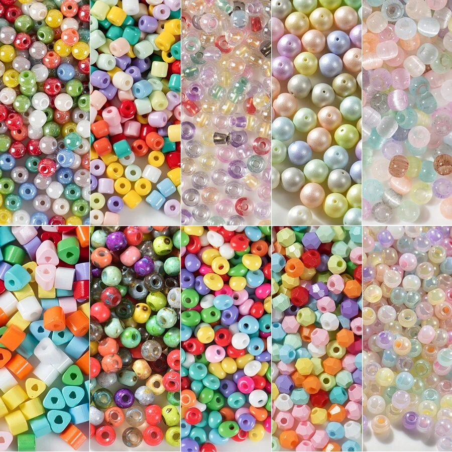 240 颗 4 毫米玻璃透明种子珠手工串珠 DIY 珠宝材料适用于女士手链、项链、耳环、刺绣、流苏服装、珠宝制作配件 - 混色 - 查看 1