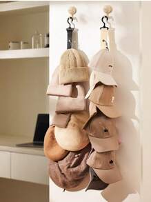 Rotatable Hat Storage Rack, Free Traceless Adhesive Hook, Punch-Free Hat Storage Artifact, Home Hanging Hat Clip Storage, Can Hold 8 Hats, Door Hat Rack And Organizer, Baseball Hat Rack, Hat Rack Bracket, Door Hat Rack, Door Hat Rack, Closet Hat Rack, Perfect Storage Solution.