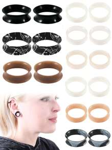 Pair Skin Thin Soft Flexible Ear Tunnels Double Flare Ear Plugs Flesh Tunnel Ear Gauge Expander Stretcher Earlets Earrings - As Shown - View 2
