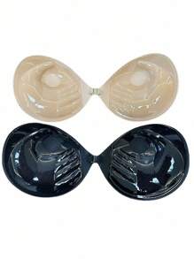 Invisible Strapless Sticky Silicone Bra Cups, Thick 3CM Gather & Lift Push Up Bra Pads For Small Bust, Hidden Bra Cups For Dresses & Gowns - Black - View 8