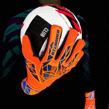 ATLANDER 1 Pair Latex Football Goalkeeper Gloves Adults Youth Thickened Football Comfortable Breathable Anti-Slip Wrist Strap Professional Protection Match Training Goalkeeper Soccer Outdoor Sports Men Women Goalkeeper Goalie Gloves - Orange - View 6