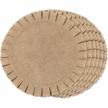 Conjunto de 6 jogos americanos redondos de linho grosso, 6 jogos americanos de mesa de jantar de linho natural de fazenda, adequados para festa de casamento, decoração de mesa de jantar de fazenda