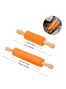 1 Stück Silikonausrollholz, antihaftbeschichtet, Holzgriff, Teigroller
