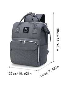A Gray Embroidery Thread Large Capacity Portable Backpack, Which Can Be Hung With A Stroller, Suitable For Mother's Daily Travel.