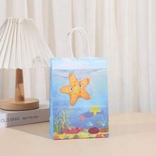6/12/24 pièces/set de sacs en papier kraft 21*15*8cm thème océan, convient pour les cadeaux de vacances, anniversaires, shopping, transport et emballage cadeau décoratif, pour la fête des mères, les cadeaux de demoiselle d'honneur, de remise de diplôme, d'anniversaire, de mariage