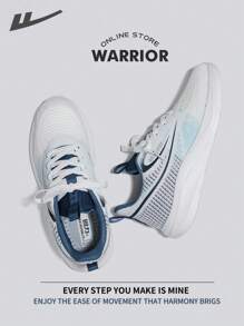 Warrior Fashionable Retro Men's Sports Shoes Spring And SummerLightweightComfortableBreathableRunning ShoesModest Style Casual Yet SleeksneakersApplicable Throughout The Yearwear-ResistingAll-Day WearTraining Sneakers Soft Sole Little White Shoes - White/Mist Blue - View 7