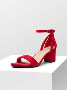 Women Chunky Low Heeled Sandals Open Toe Ankle Strap Block Heels Party Dress Wedding Sandals