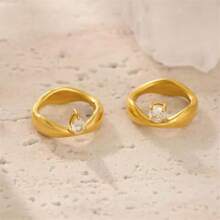 VKHK 1 件复古 18K 镀金不锈钢 CZ 水钻装饰单戒指，适合女性日常佩戴和礼物