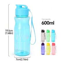 1 Piece 600ml Simple Portable Multi-Color Sports Water Bottle Summer Outdoor Fitness Water Bottle With Handle And Lid Leak-Proof Cup - Black - View 4
