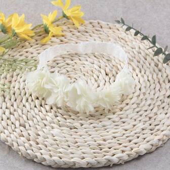 1 pièce Serre-tête élastique pour enfants avec 5 fleurs en mousseline de soie mignonnes, accents d'amour pour la Saint-Valentin