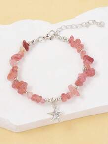 1 件女士时尚天然石串珠海星吊坠手链，适合日常、海滩、度假和旅行佩戴，夏季 - 海星吊墜手鍊 - 查看 15