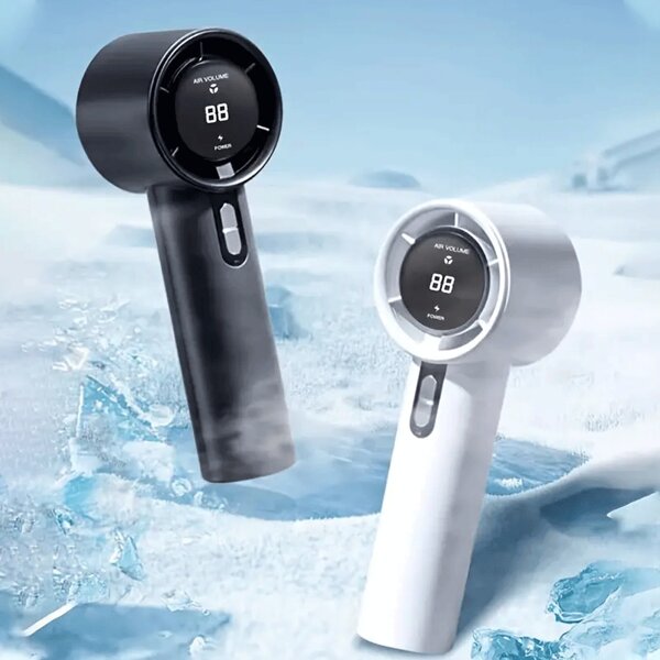 1pc Turbine High Speed Handheld Fan 100 Speed Endless Speed Outdoor Portable Mini Digital Display Handheld Violent Fan Portable Summer Cooling,Beach,Travel