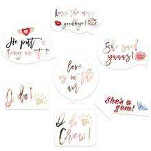 AFYPRTY 23pcs Wedding Photo Props Rose Gold Photo Booth Paper Props Handheld Photo Props Paper Hot Stamping Party Decorations For Wedding Party Decoration Gifts Birthday Graduation