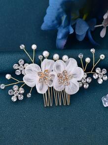 1pc Elegant Handmade Crystal Flower Hair Clip/Comb For Women, Suitable For Weddings, Parties, Everyday And Holidays Wear