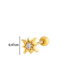 Toppiercing 1pc Fashionable Minimalist Copper Zirconia Star Moon Flower Screw Thread Titanium Steel Cartilage Earring, Ear Bone Piercing Jewelry