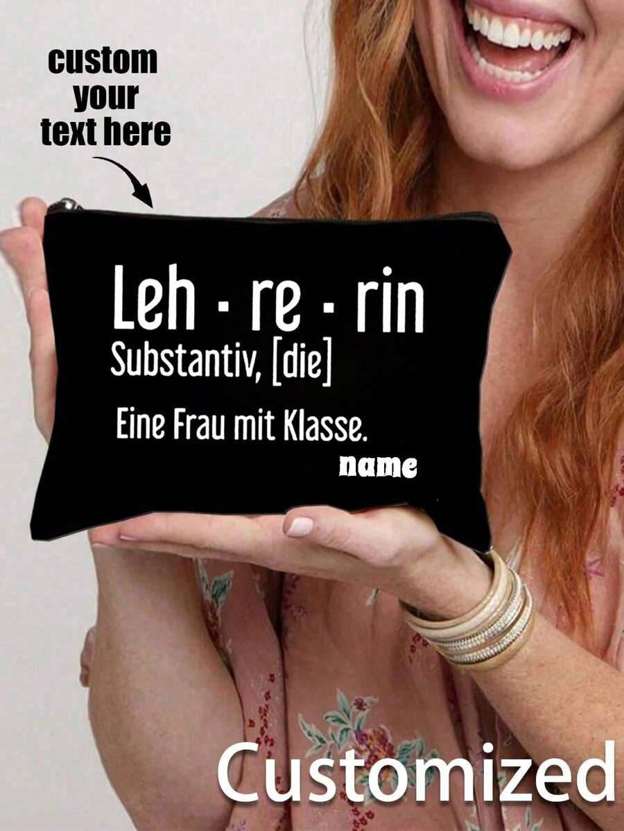 Bolsa de cosméticos personalizada, bolsa de cosméticos con nombre personalizado, se puede personalizar con tu diseño único, bolsa de cosméticos con cremallera ligera