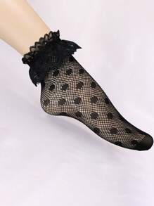 1-3 Pairs Ladies Leopard Polka Dot Stripe Lace Mesh Net Lace Top Fishnet Ankle Socks - Multicolor - View 14