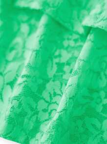 Women Tiered Ruffled Short Skirts Floral Lace Sheer Mid Rise Lined Cute Flowy Mini Skirts - Green - View 8