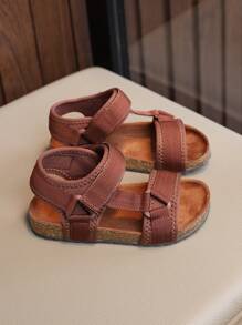 2025 Summer New Kids Shoes, Boys Casual Versatile Beach Sandals, Girls Woven Strap Minimalist Open Toe Sandals
