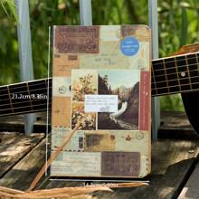 Kreatywny notatnik w stylu europejskim w stylu vintage, twarda okładka z paskiem do zakładek, bogate strony wewnętrzne z unikalnymi ilustracjami krajobrazów, retro dziennik rysunkowy dla uczniów, biuro, impreza, prezenty