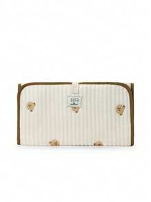 1pc Baby Urinary Pad With Embroidered Bear Design, Multifunctional, Foldable, Waterproof, Leakage-Proof, Lightweight And Compact For Traveling - Beige - View 11