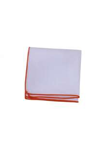 1pc Fashion Versatile White Pocket Square With Colored Trim, Business Suit Accessory Handkerchief For Men
