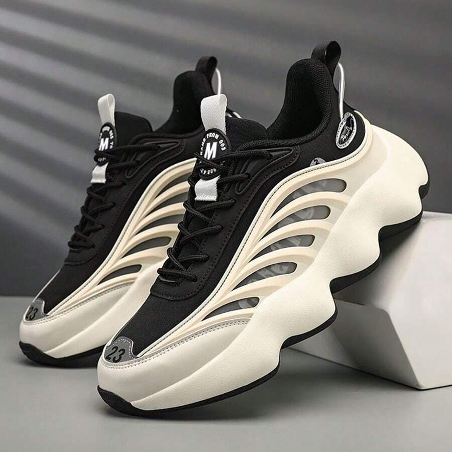 Men Shoes Sneakers Male Tennis Luxury Shoes Men Casual Shoes Trainer Race Breathable Shoes Fashion Loafers Running Shoes For Men - Black and White - View 1