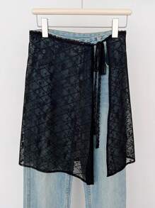 1 件装臀部窗帘女士折叠裙，个性化多功能遮盖裙，系带蕾丝围裙 - 彩色 - 查看 2