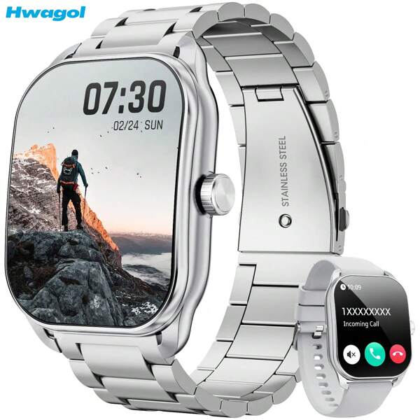 Hwagol Smart Watch For Men(Answer/Make Call), 2.01" Men' Smartwatch With Sleep Monitor,Pedometer,Custom Wallpaper Fitness Tracker With 120+ Sports Modes Women'Smart Watch For Android IOS