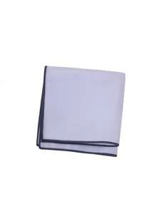 1pc Fashion Versatile White Pocket Square With Colored Trim, Business Suit Accessory Handkerchief For Men