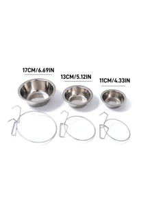 1pc Elevated Dog Lover And Dog Mom Love Food Bowl Water Bowl For Cage, Stainless Steel Hanging Dog Lover And Dog Mom Love Bowl With Clamp Holder, Cat/Dog Lover Gift And Dog/Cat Mom Love Pet Crate Feeder Basin For Neck Protection