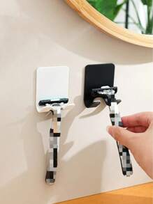 1/2/10 piezas Soporte para afeitadora de acero inoxidable no poroso (tanto negro como blanco son materiales plásticos), soporte para afeitadora multifuncional montado en la pared, decoración del baño del hogar, decoración de otoño, regreso a la escuela - Multicolor - Ver 4
