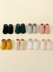 3 双婴儿防滑地板袜，圆点抓地短踝袜，纯色，可爱幼儿袜，适合新年和圣诞节 - 彩色 - 查看 3