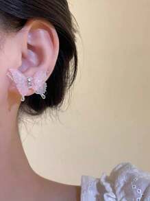 5 Pairs Sweet, Delicate, Gentle, Versatile Butterfly, Geometric, Heart & Floral Design Stud Earrings Set For Women, Suitable For Daily, Vacation, Party And Ball - Pink - View 12