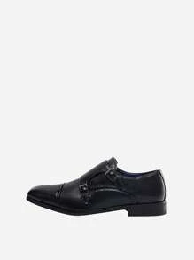 Men's Dress Loafer Shoes Monk Strap Slip On Loafers - Black - View 6