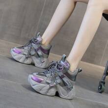 Women Chunky Shoes - Purple-gray Single - View 2
