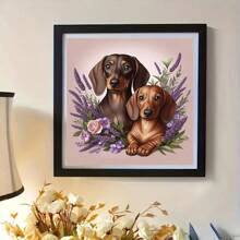 1 Set 5D DIY Diamond Painting Kit, 2 Lying Dogs Theme Pictures, Art Painting Wall Decor, Embroidery Set Home Decor, Handmade Household Holiday Gift, Decoration For Living Room, Kitchen, Bedroom, Frameless