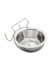 1pc Elevated Dog Lover And Dog Mom Love Food Bowl Water Bowl For Cage, Stainless Steel Hanging Dog Lover And Dog Mom Love Bowl With Clamp Holder, Cat/Dog Lover Gift And Dog/Cat Mom Love Pet Crate Feeder Basin For Neck Protection