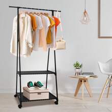 Clothes Rack 2 Tier, Triangle Garment Rack, Clothes Organizer On Wheels, Portable Garment Laundry Coat Rack, Closet Rack For Hanging Clothes, Clothes Hanging Rack For Home Office Dorm Black - Black belt wheel - View 4