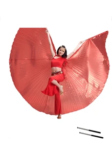 1 pieza Alas de danza del vientre de poliéster, en múltiples colores, accesorio de vestuario de danza para Pascua, Navidad, Halloween, danza del vientre oriental, alas de Isis, disfraz de hada, alas de mariposa, accesorios de actuación, alas doradas y plateadas