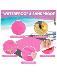 78.7*55.1英寸防水户外沙滩毯、便携式野餐垫、露营地防水布、防晒帐篷布（带储物袋）、睡袋（多种颜色可选）沙滩必需品、沙滩垫、野餐毯 - 彩色 - 查看 5