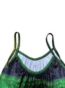 Mono con estampado dibujado nuevo para primavera/verano para mujeres, atuendos de vacaciones para mujeres, mono de moda para ropa de verano, monos multicolor para mujeres - Verde militar - Ver 4