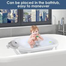 Ultimate Portable Ergonomic Baby Bathtub With Integrated Temperature Gauge, Soft Cushion Bath Pad, And Net: The Ideal, Compact Solution For Bathing Newborns To Toddlers (0-36 Months) Anywhere - 白色 - 查看 9