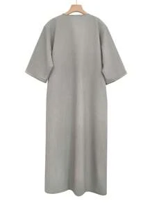 Herren bestickter Thobe, marokkanischer Herren-Langmantel mit seitlichen Taschen, islamischer Herren-Abaya