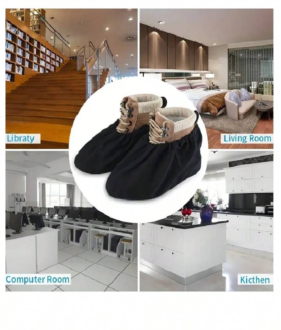 Cubre zapatos Desechable Spa Paquete de 10 piezas - Negro - Ver 1