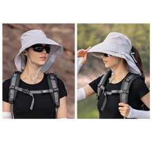 Sombrero de sol enrollable para hombre y mujer, con ala ancha, para jardinería y solapa para el cuello