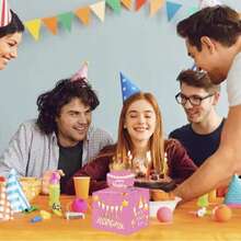 生日主题派对系列惊喜存钱罐，创意 - 粉色 - 查看 5