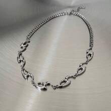 1 pieza Collar de titanio y acero asimétrico y geométrico, de diseño minimalista y elegante con una delicada cadena para la clavícula