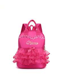 Ein individuell gestalteter Rucksack oder Tanztasche mit personalisiertem Namen oder Feiertags-Nachricht. Gestalte deinen eigenen Rucksack, Ballettasche in Rosa Spitze für kleine Prinzessinnen. Du kannst Namen, Buchstaben, Glückszahlen usw. individualisieren. Sehr geeignet für Schule, Unterricht, Reisen, Alltagsnutzung, Geburtstagsgeschenke für Freunde und Töchter, als bedeutungsvolle Souvenirverpackung, Weihnachtsgeschenk, Neujahr usw.